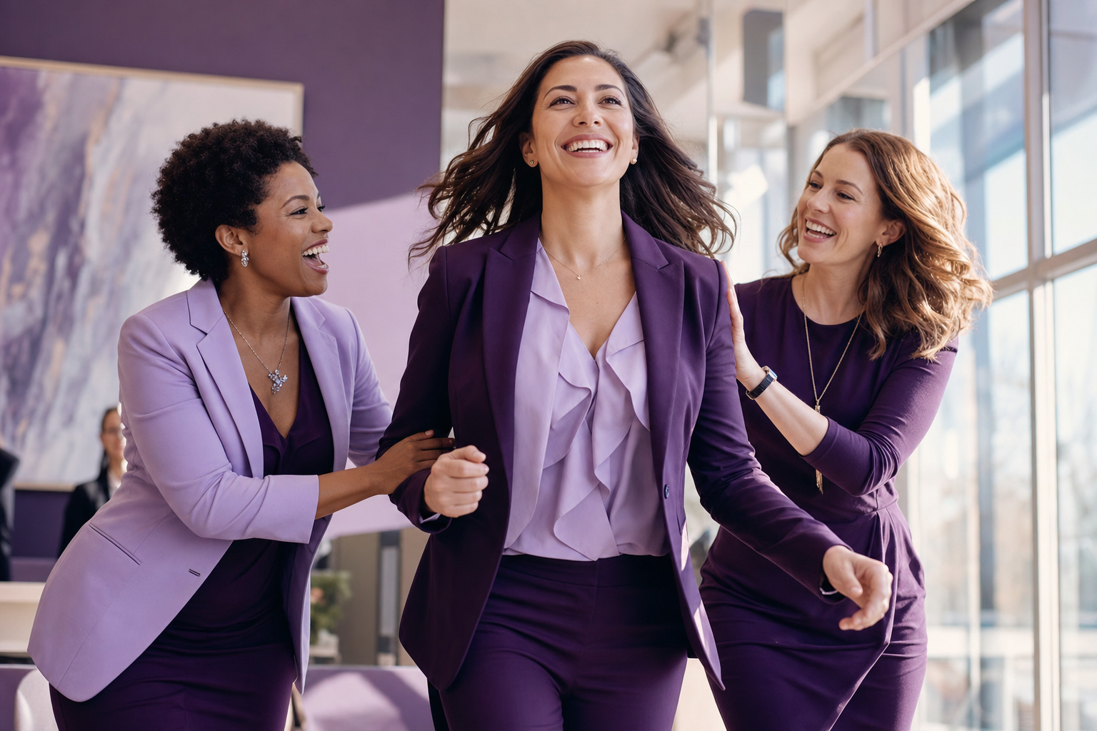 Vrouwen die elkaar vooruit helpen, vol energie